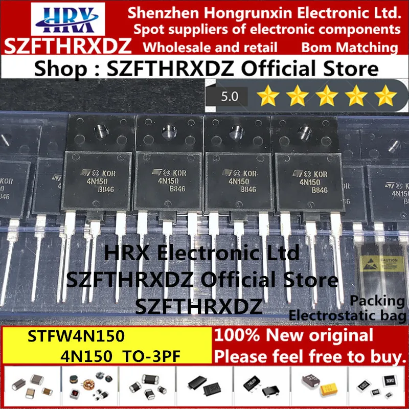 100% Новый оригинальный STFW4N150 TO 3PF 4N150 TO3PF MOSFET N channel 1500V 4A PowerMESH 30 шт/труба (10