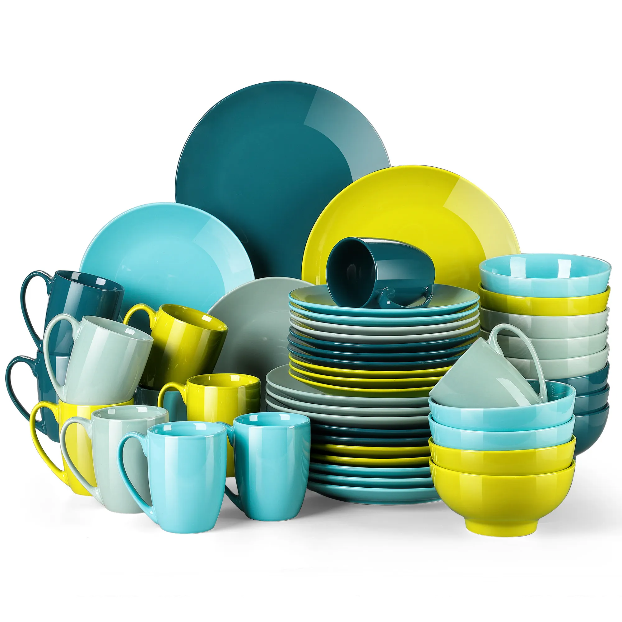 

LOVECASA DS 16/32/48PCS Mix Color Ceramic Porcelain Dinnerware Tableware Dinner Set with Dinner Plate,Dessert Plate,Bowl,Mug Set