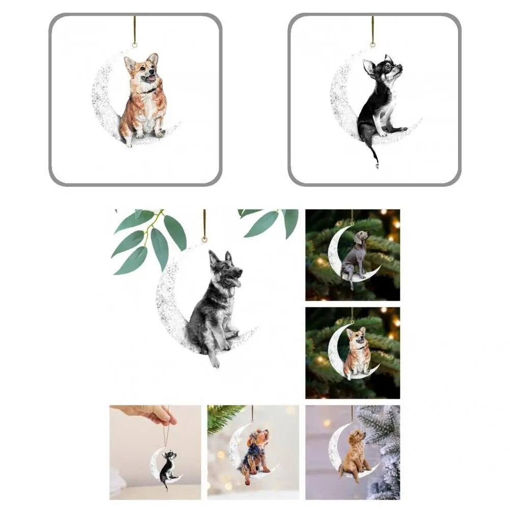 

Висячий виджет плоский милый с подвеской собака сидящая на Луне подвесной кулон