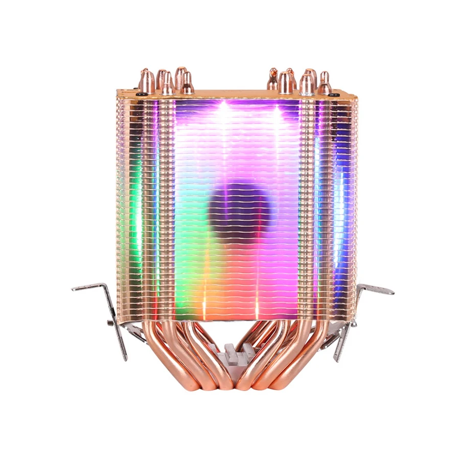 6 тепловой трубы RGB Процессор радиатор охлаждения 3PIN 4PIN 2 вентилятор для intel 1150 1155