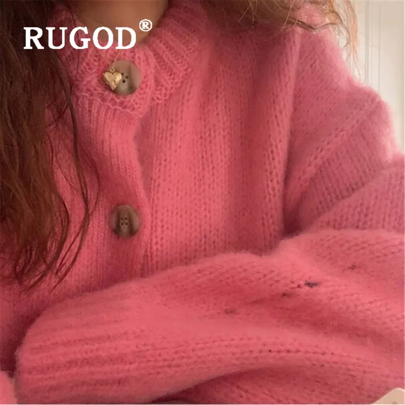 RUGOD Sweet Knitted Cardigan O-neck Kawaii Sweater Womens Sweaters 2019 Winter Tops For Women Knitwear Fashion Cute |