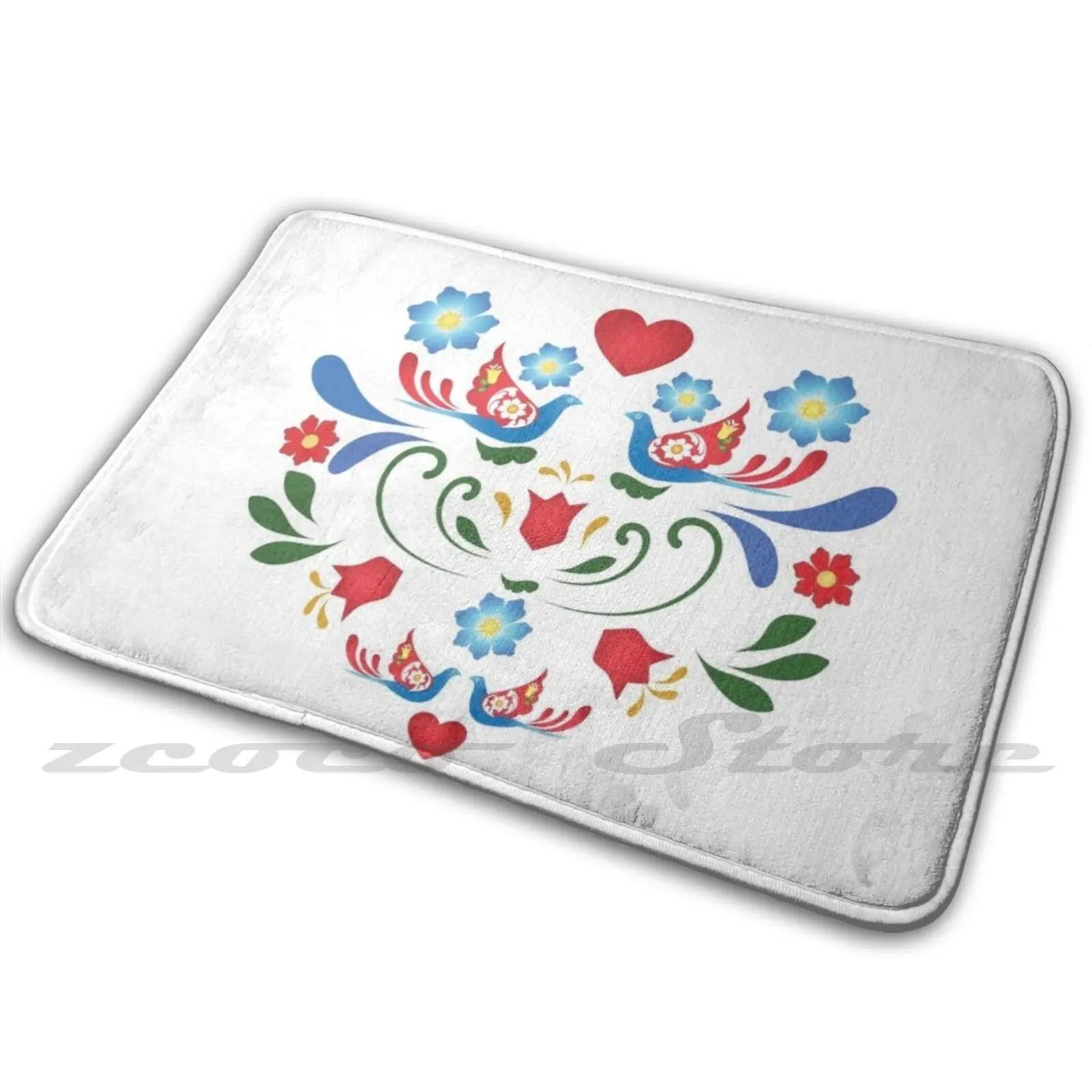 Мягкий коврик для прихожей с птицами и цветами нескользящий поглощения воды в