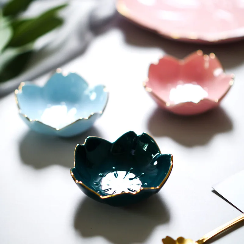

Flower Ceramic Seasoning Dipping Bowl Sakura Ceramic Dish Cherry Blossom Trinket Plate Sauce Dish Flower Dish For Kitchen