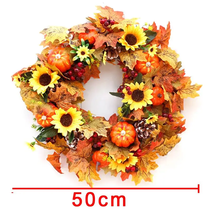 

Artificial Maple Leaves Garland Door Wreath Pumpkin Garland Thanksgiving Halloween Decoration Home Ornament