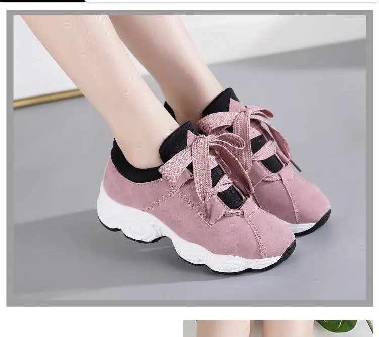 Women's Chunky Sneakers Fashion Women Platform Shoes Lace Up Breathable Air Vulcanize Shoes Women Female Trainers Dad Shoes