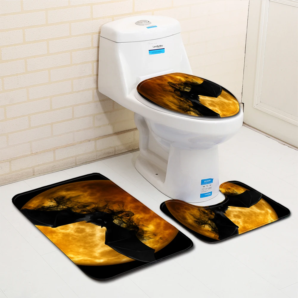 Вечерние чехлы на сиденье для унитаза Хэллоуин коврик душа ванной комнаты с