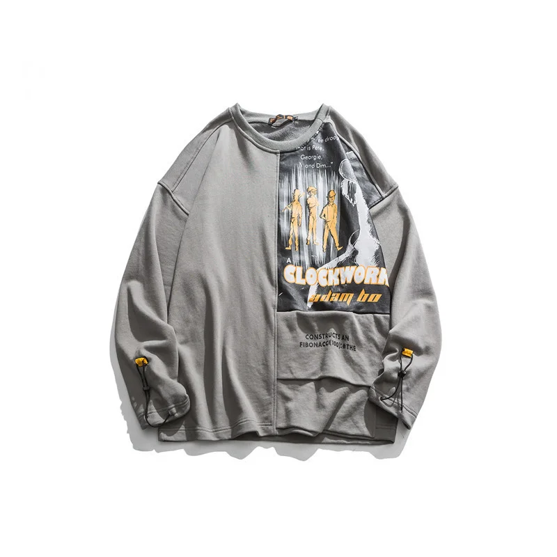 

Creative Men Printing Sweatshirt Streetwear 2021 Fashion Harajuku O-Neck Pullover Loose Tops Hoodies WB098