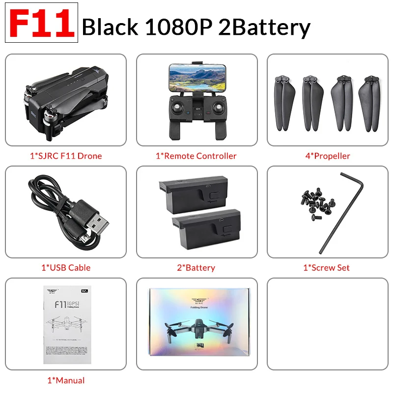 F11 1080P 5G 2B SJRC F11/F11 PRO gps 5G Wifi FPV с 2K широкоугольной камерой 28 минут время полета бесщеточный складной Радиоуправляемый Дрон Квадрокоптер RTF Дрон - Цвет: F11 1080P 5G 2B