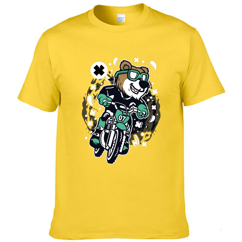 

Hot sale men's cotton loose short-sleeved oversized street hip-hop cartoon racing animal Harajuku T-shirt short sleeves