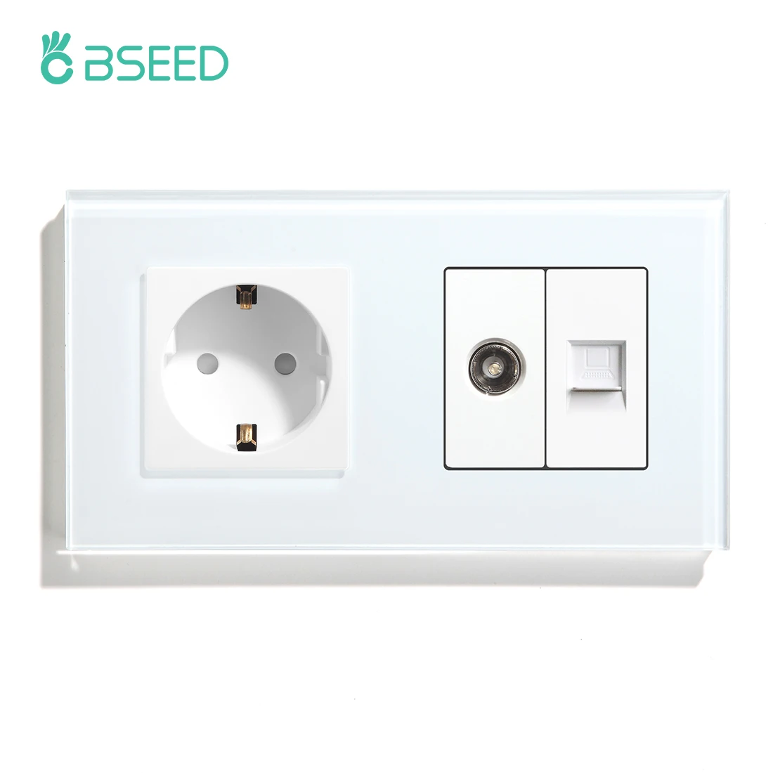 Bseed-tomada de Parede Padrão ue Painel de Vidro Cristalino Branco Preto Dourado Padrão Europeu Soquetes elétricos