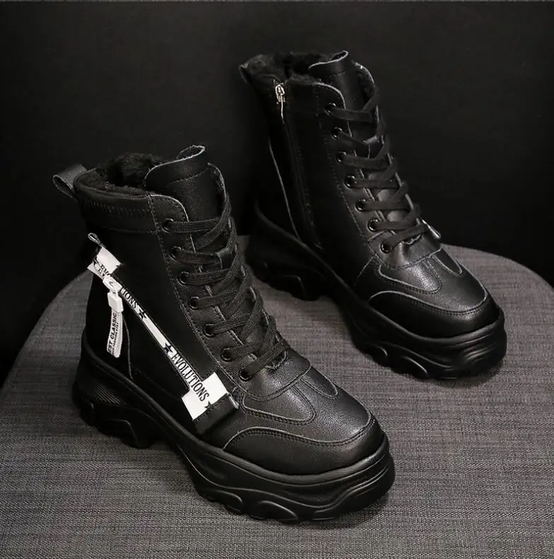 

Autumn winter Increase ankle boots Women plus velvet Snow boots warm Casual shoes Women Boots Martin boots Leather boots botas