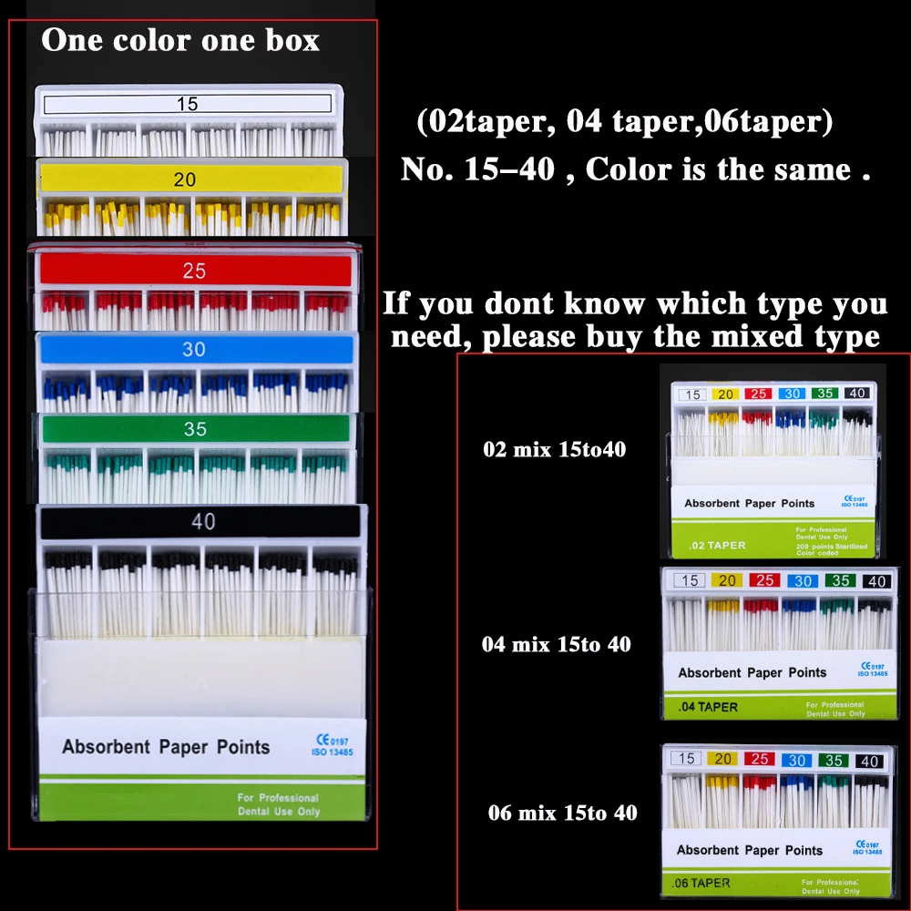 Абсорбирующие бумажные точки для Стоматологического использования