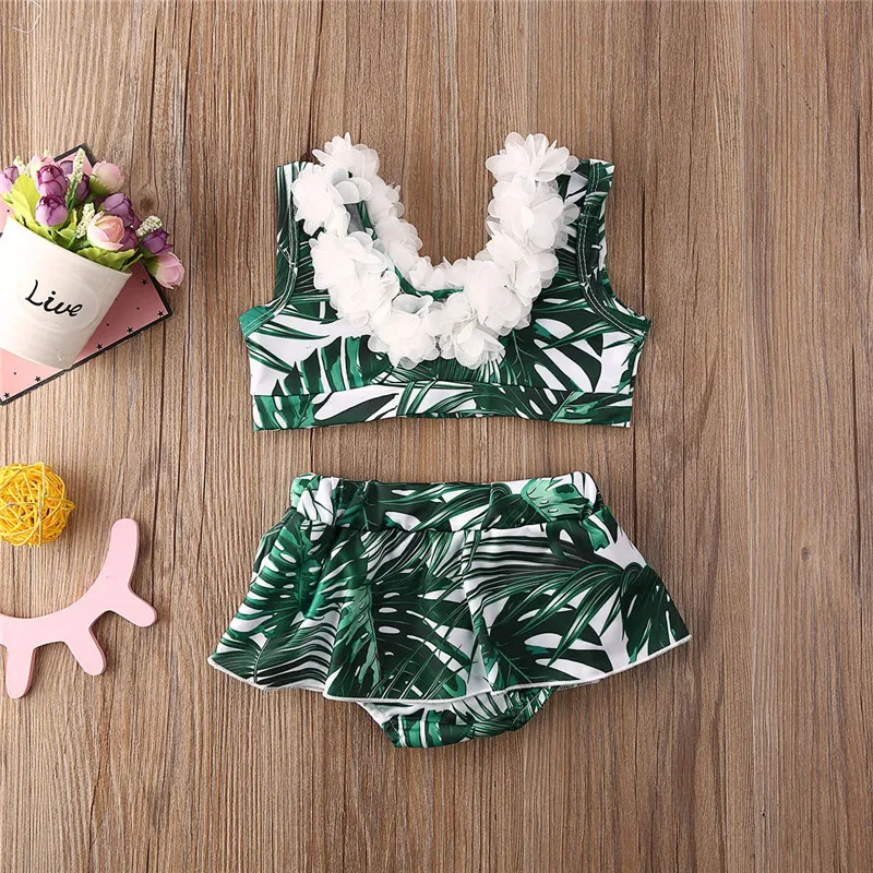 Летний комплект бикини с цветочным принтом для маленьких девочек купальный