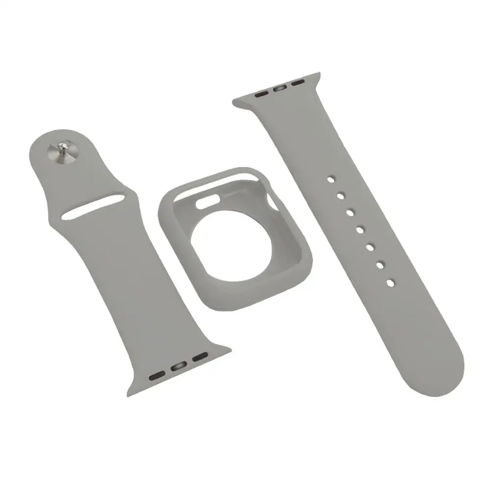 Light gray Защитный чехол и ремешок для apple watch 4, 5, 44 мм, 40 мм, мягкий силиконовый браслет 2 в 1, подходит для iwatch series 3, 2, 1, 42 мм, 38 мм - Цвет: Light gray