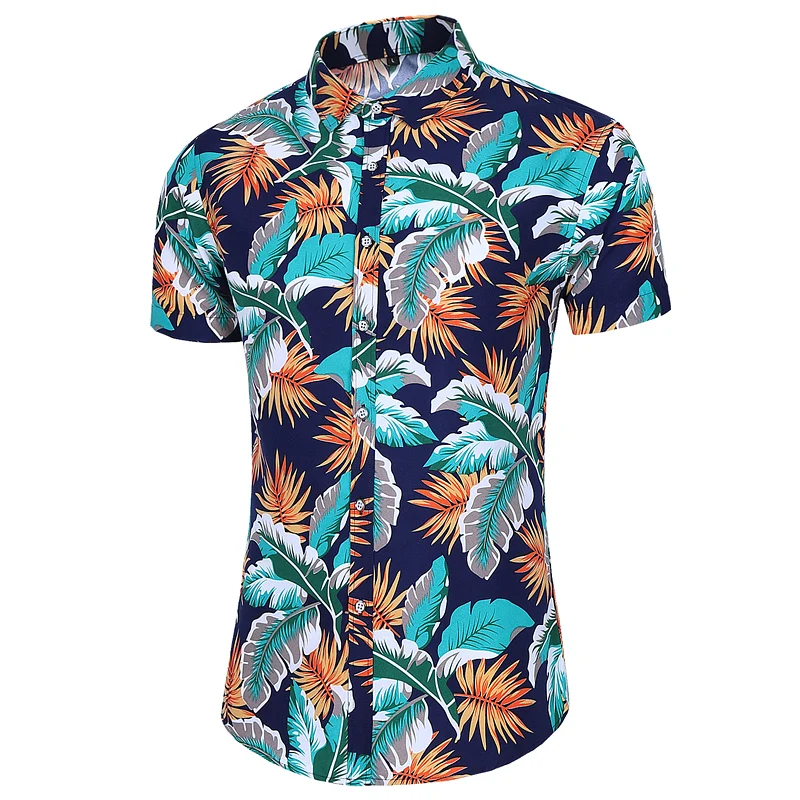 Men's Short-Sleeve Shirts Men Casual Floral Print  Holiday Vacation  Blouses Tops  Clothing  large size 6XL 7XL