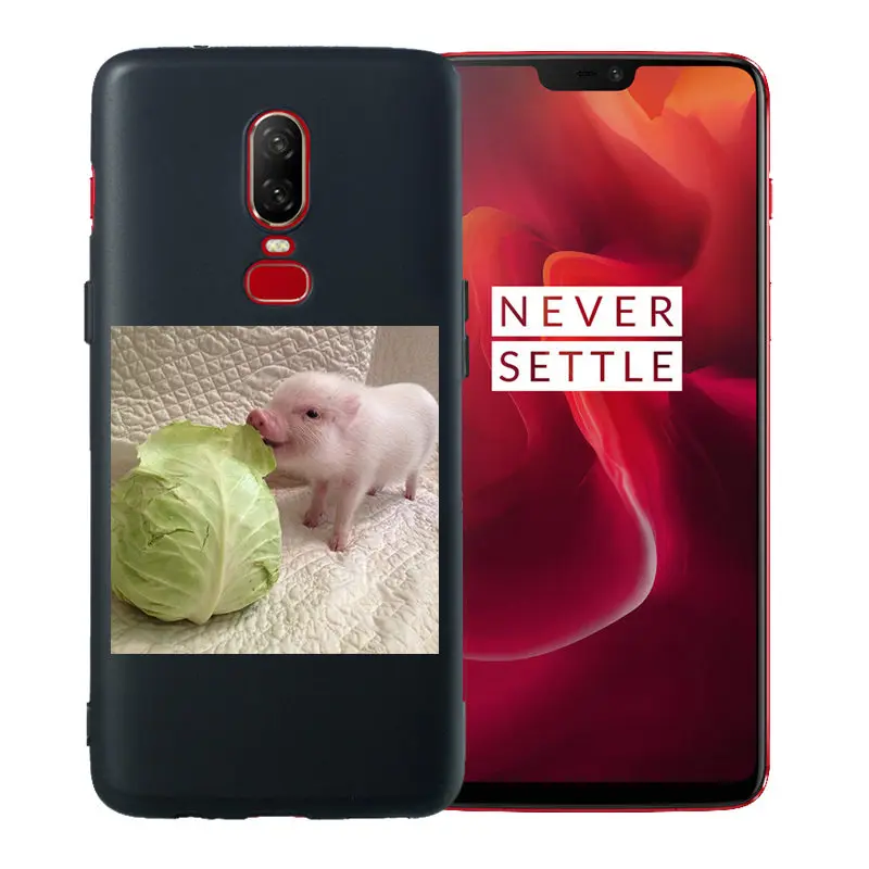 

Soft Silicone Cute Pig Phone Case For Oneplus 7 Pro Case 6 5 For Oneplus 6T Cover For Oneplus 5T Coque Black Funda Etui