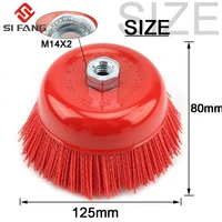 1 piece 125 m14m16 cup nylon abrasive brush wheel p80 pile polymer abrasive fit for 5 angle grinder tool