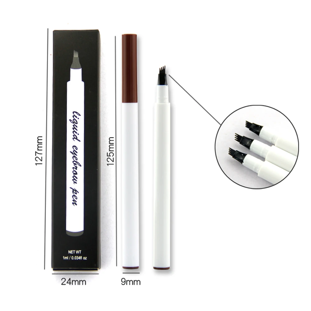 

OEM Private Label Best Waterproof Mineral Liquid Eyebrow Pen 4 Heads Eye Makeup Pencil Custom