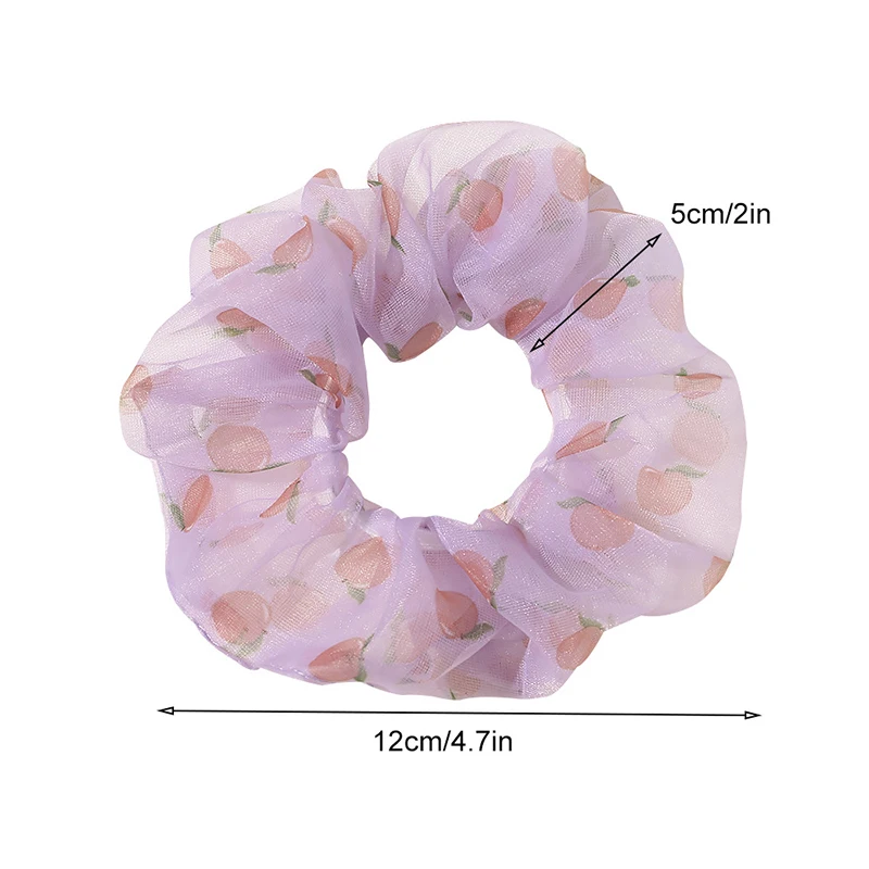 

Summer Organza Scrunchie Women Lovely Peach Printed Hair Rope Girls Ponytail Holder Hair Accessories Elastic Hair Bands Headwear