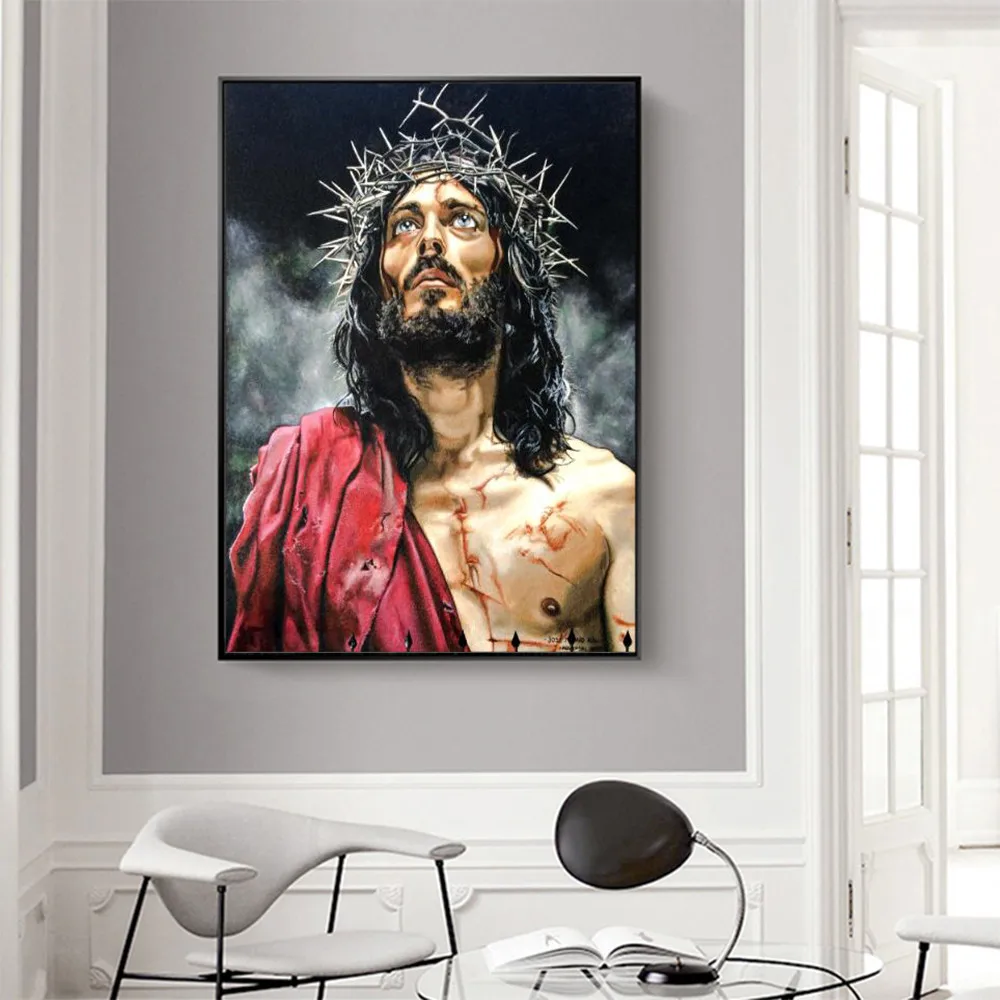 Абстрактные холсты с изображением Иисуса портрет плакаты и принты настенные