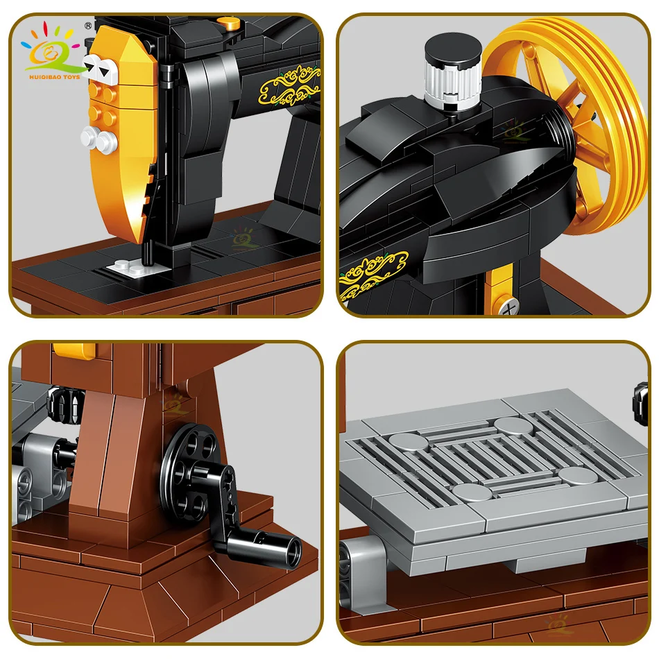 HUIQIBAO классический винтажный граммофон радио модель микро строительный блок мини