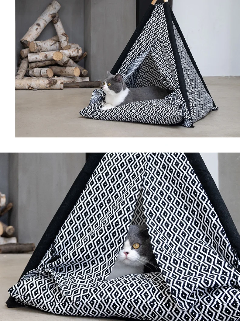 Кошка палатка кошка коврик-кроватка Конура Katten спроса защитный чехол для телефона собачий питомник Портативный моющиеся вигвам для домашних животных с Pad товары для домашних животных