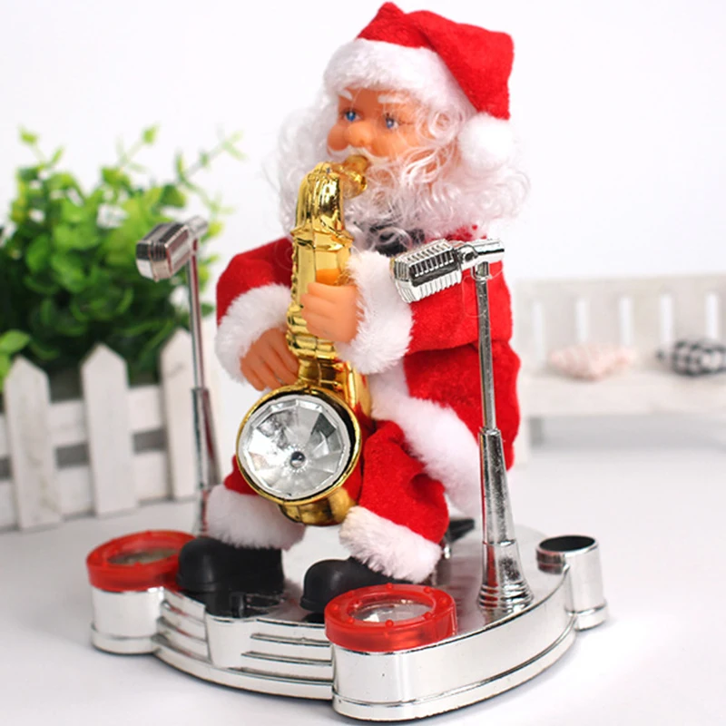 

2022 Cute Music Santa Claus Doll Stage Drums Guitar Piano Christmas Toys Xmas Home Party Decoration Pendant Children Gifts