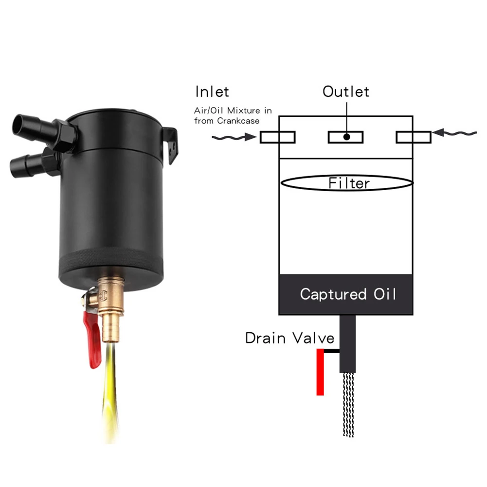 

High Quality 2-Port Baffled Aluminum Alloy Oil Catch Can Reservoir Tank with Drain Valve For Car Oil Catch Can Tools