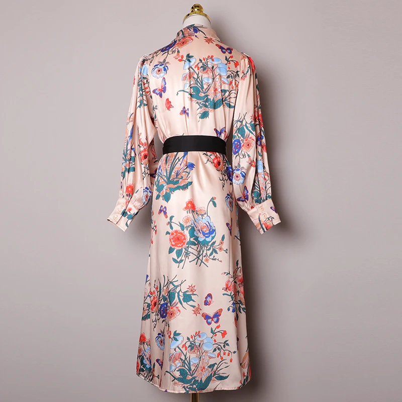 Женское вечернее платье рубашка AELESEEN розовое элегантное модельное с длинным