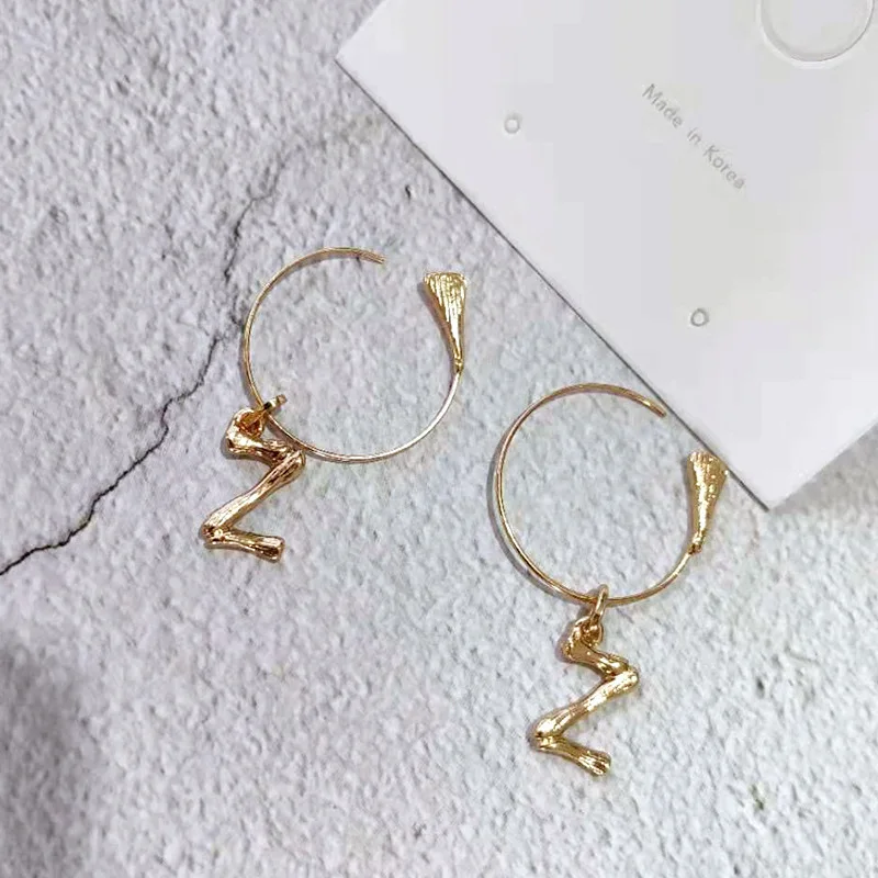Женские серьги-кольца с надписью золотистые висячие серьги модные ювелирные