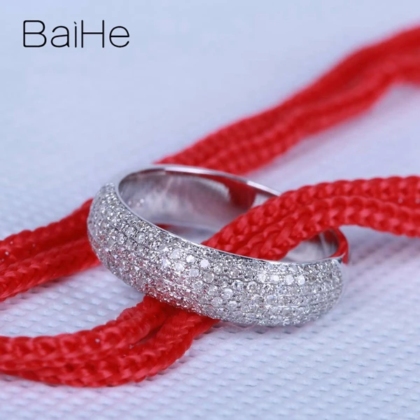 BAIHE, 14 к, белое золото, 0.55CT, сертифицировано H/SI, круглая огранка, натуральные бриллианты, ювелирное изделие, хорошее, свадебное, модное, женское, подарочное кольцо
