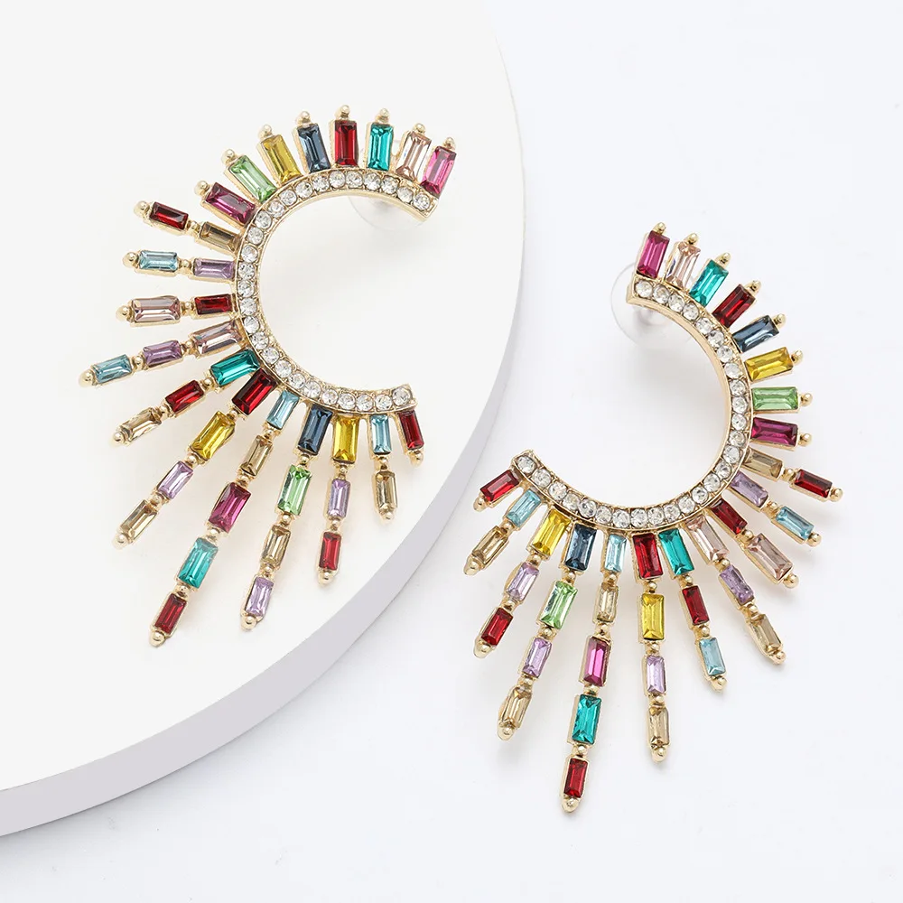 Женские серьги-подвески 4 цвета стразы ювелирное изделие в богемном стиле |