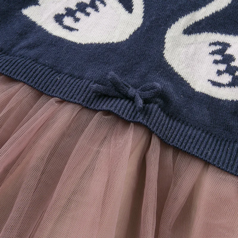 DBJ11618 dave bella/осеннее платье-свитер принцессы с героями мультфильмов для маленьких