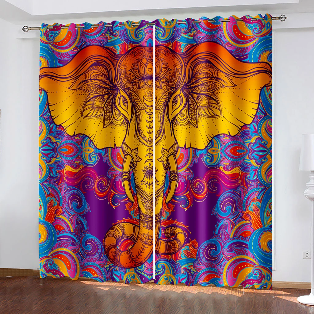 

Living Room Bedroom Shading Decorative Grommet curtains Dark Golden Lotus Pattern Home Textile Decorative Grommet Curtains