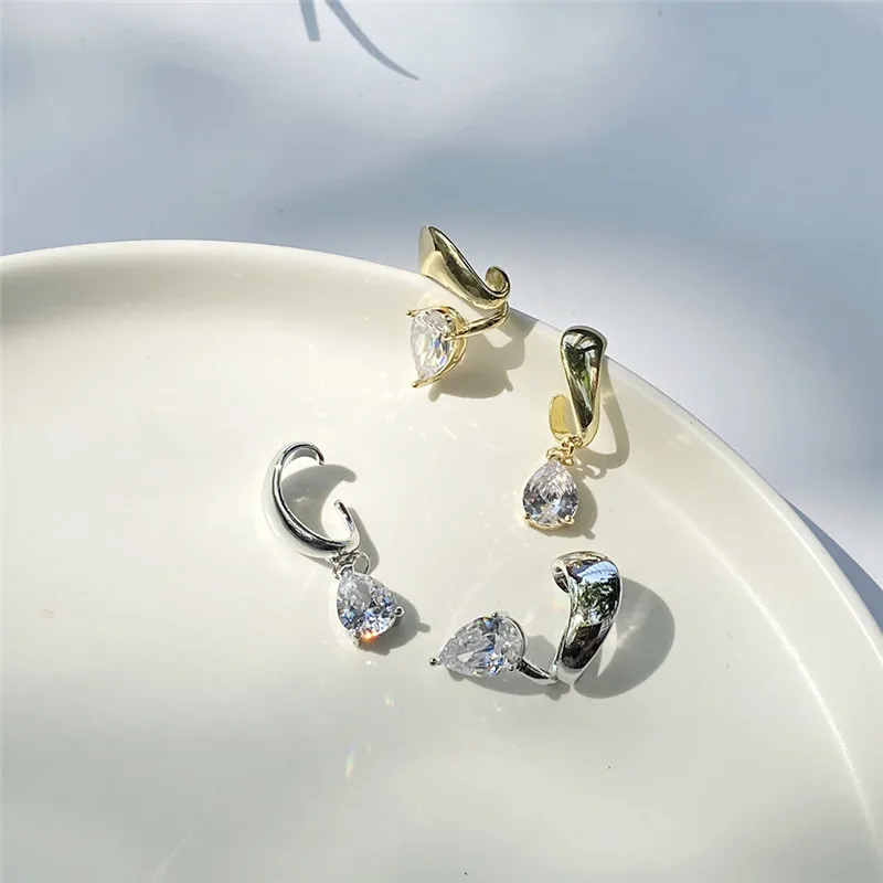 

Punk Gold Silver Color Geometric No Piercing Earring for Women Girl Brass Zircon Clip Earrings Statement Jewelry