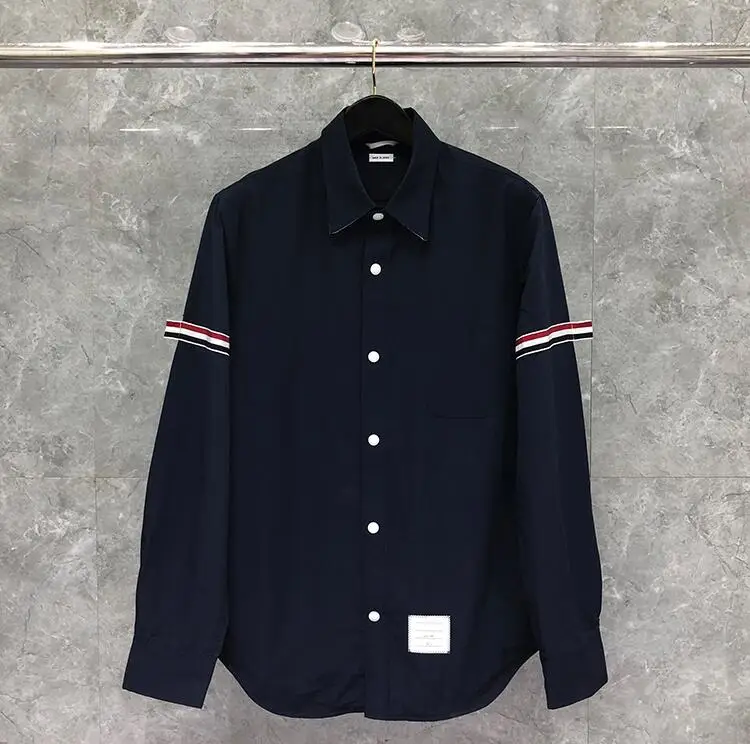 Мужская джинсовая куртка TB THOM Повседневный Кардиган в полоску с отложным