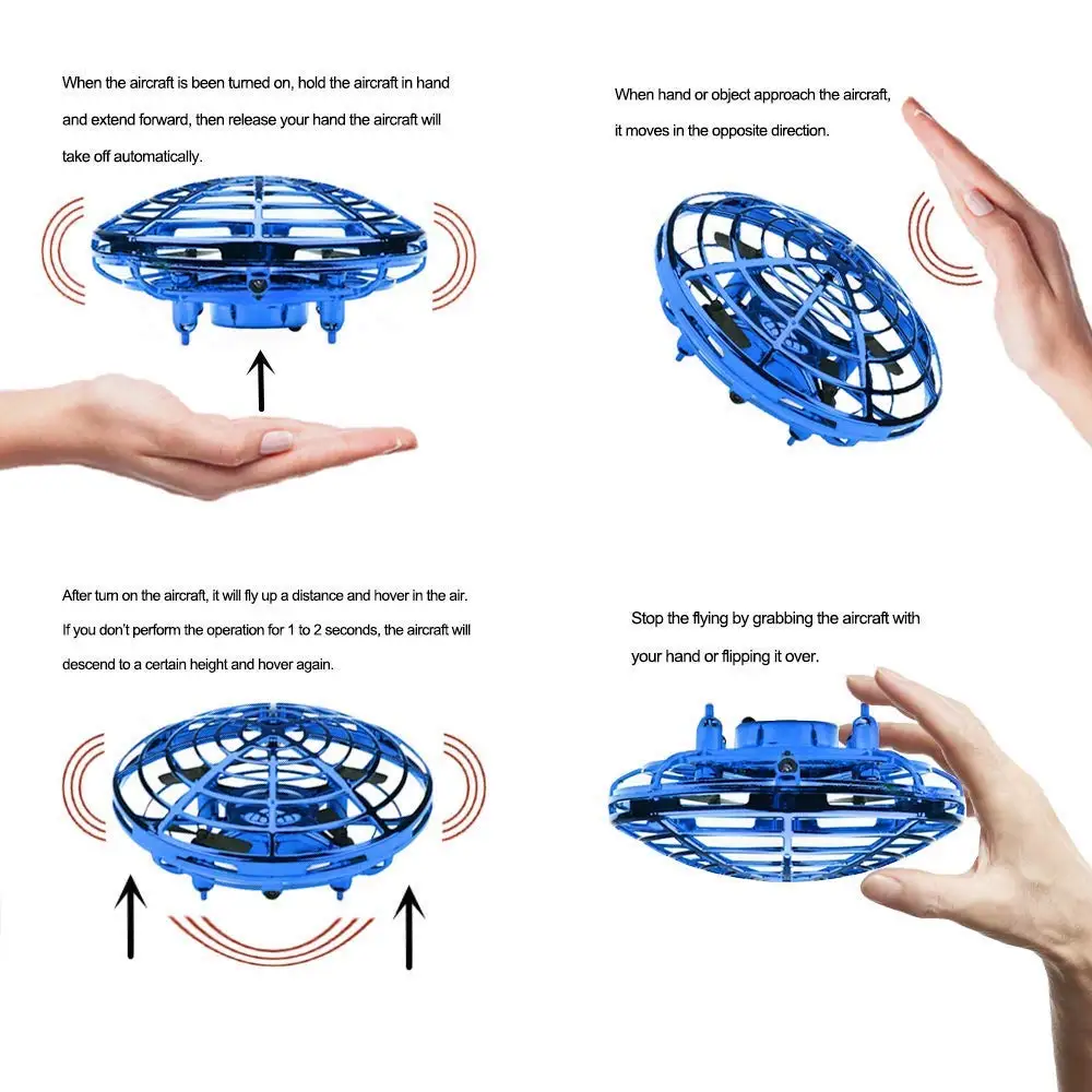 Z20 Helicopter Flying Ball Spinner Toy Hand Controlled Drone Helicopter 360° Rotating Mini UFO With Light Gift for Adult Kids