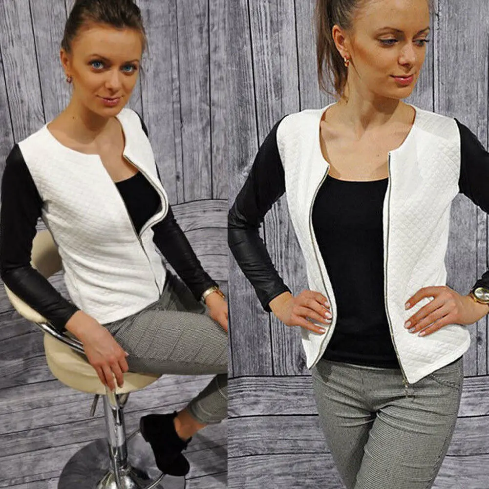 Женская кожаная куртка на молнии Повседневная Байкерская летная верхняя