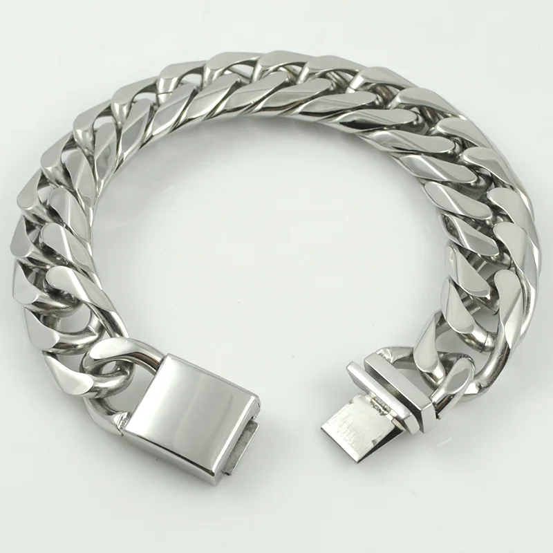 

ATGO 16mm Curb Cuban Stainless Steel Bracelet Mens Boys Chains Wholesale Jewelry Gift Promotion BB718