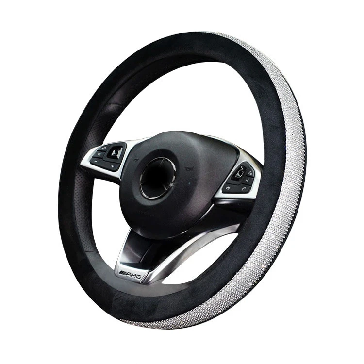 Автомобильный кожаный чехол на руль с кристаллическим горным хрусталем чехлы