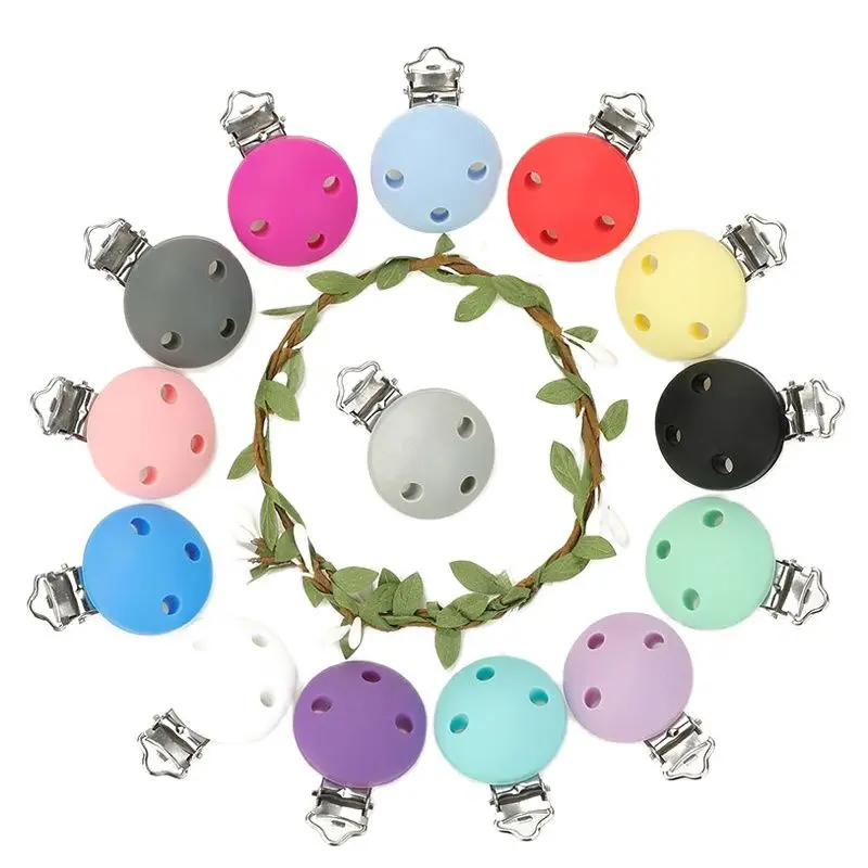 

Round Silicone Clip 1 Piece Pacifier Clip BPA-free Silicone Fake Baby Pacifier Chain DIY Accessories Multi-color Pacifier Clip