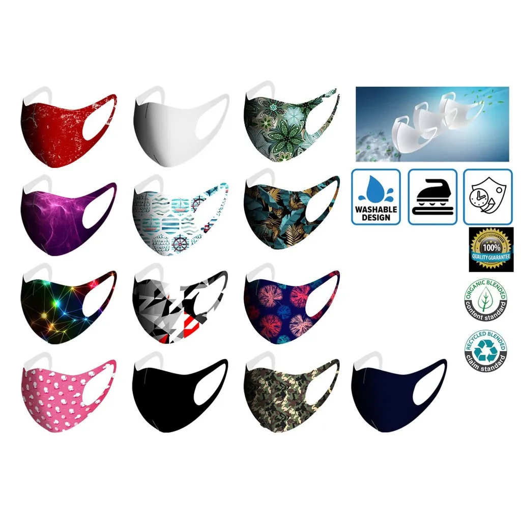 

Reusable Colorful Fabric Face Mask For Adult Reusable Mascarillas Face Protect Mask Breathable Outdoor Mouth Cover Masks#50