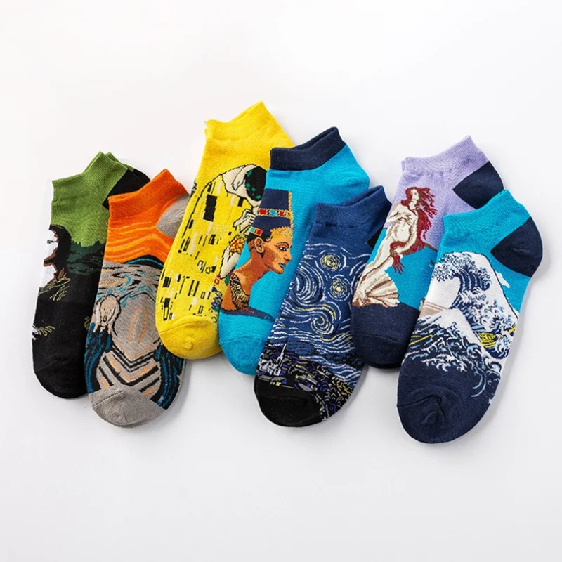 Новинка Короткие носки с 3d-рисунком в стиле ретро Тапочки Летние забавные