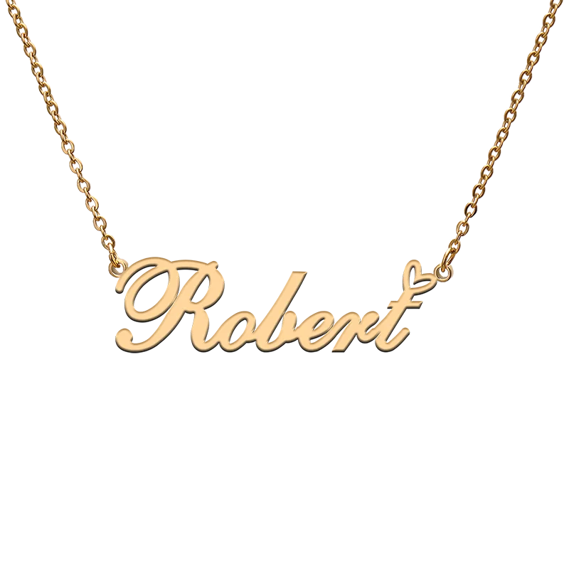 

God with Love Heart Personalized Character Necklace with Name Robert for Best Friend Jewelry Gift