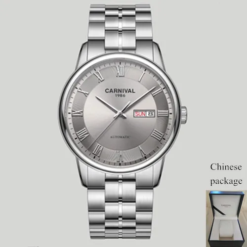 Silver gray C8064 C Швейцарские карнавальные механические часы, мужские роскошные брендовые автоматические часы MIYOTA, сапфировые водонепроницаемые часы, полностью стальные часы relogio - Цвет: Silver gray C8064 C