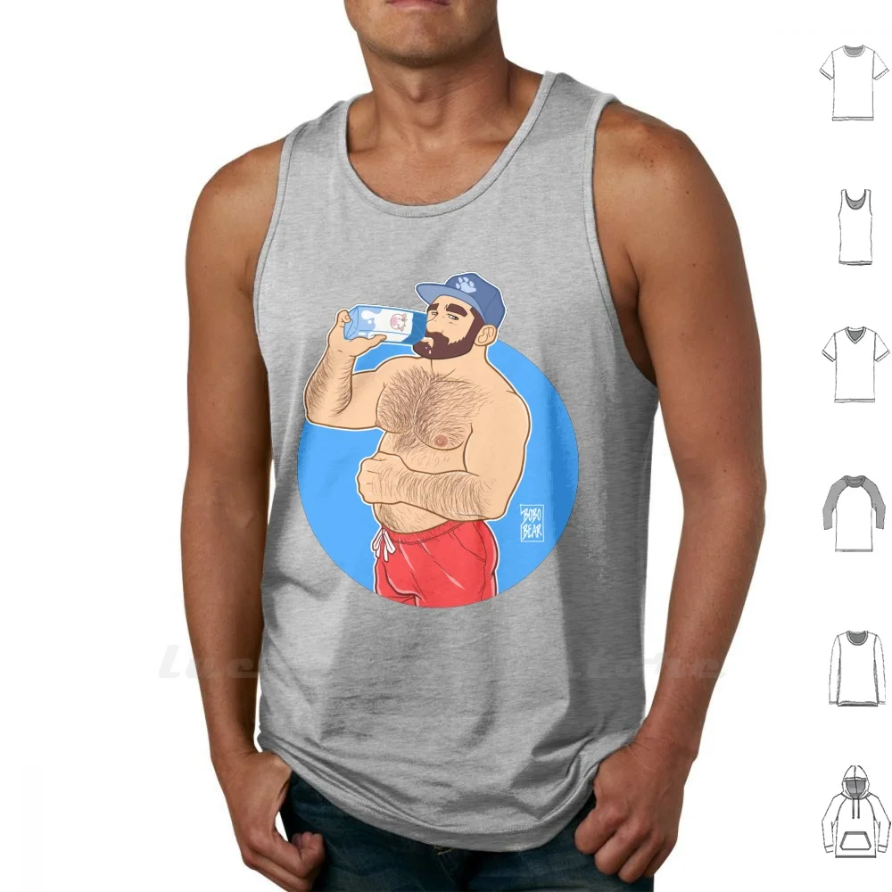 

Adam Likes Milk Tank Tops Vest 100% Cotton Bobobearart Bobobear Bobonisi Bear Bear Art Pride Tom Of