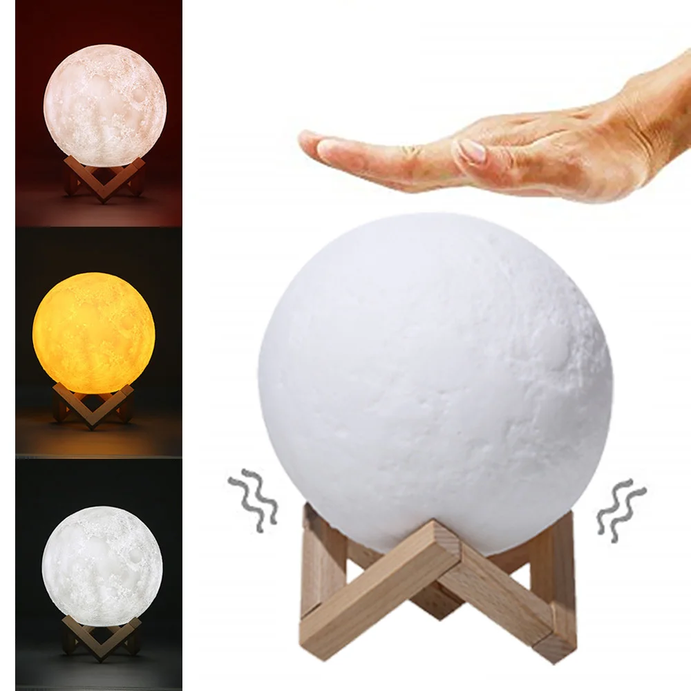 

USB Charging Christmas Gift 3D Moon Light Printing Bedroom Decor Lamp Control/Touch Control