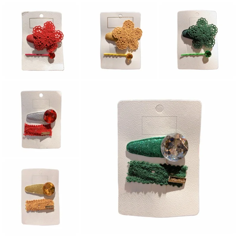 Cute Hair Pin Children Hairpin 2 Pcs Cloth Baby Girls Lace Flower Accessory Set Side Clip |