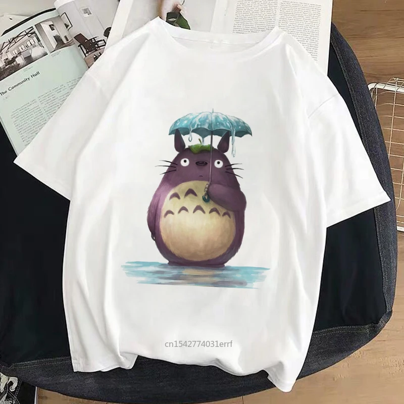 

Women Summer Fashion White Tees Harajuku Aesthetic Graphic Print Tops Miyazaki Hayao Anime T Shirt