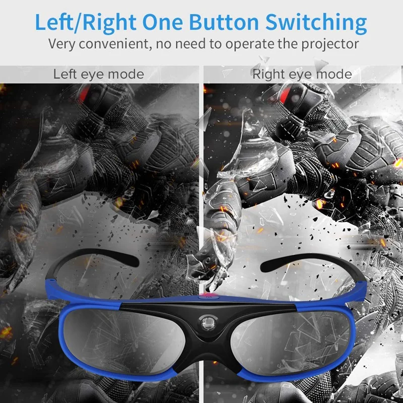 2Pcs Active Shutter Eyewear DLP-Link 3D Glasses USB Rechargeable for DLP LINK Projectors Compatible with BenQ W1070 W700 Project images - 6